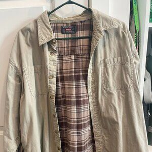 Premium Quality Wrangler Button Up Tan Outside and Flannel Inside